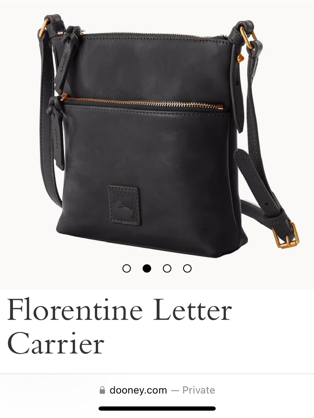 Dooney & Bourke Black Florentine letter carrier Crossbody with Gold Hardware